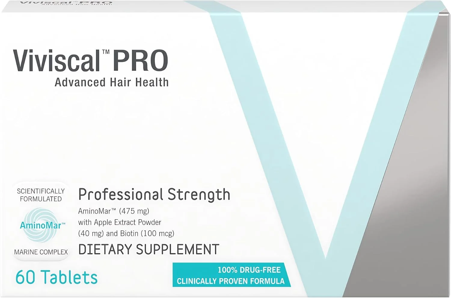 مکمل رشد مو Viviscal PRO برای آقایان و بانوان حاوی آهن، روی و ویتامین C، تغذیه کننده موهای نازک و افزایش ضخامت، مولتی ویتامین برای آقایان و بانوان - 60 قرص
