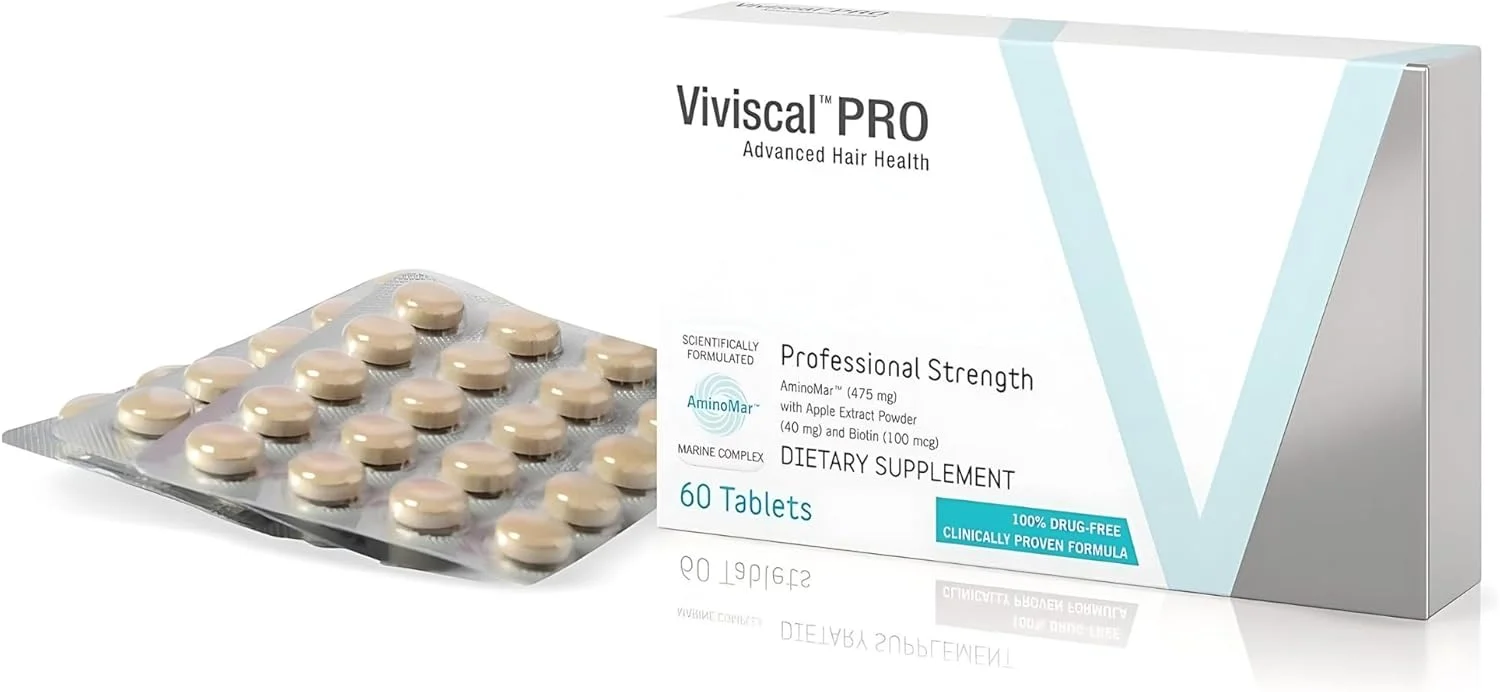 مکمل رشد مو Viviscal PRO برای آقایان و بانوان حاوی آهن، روی و ویتامین C، تغذیه کننده موهای نازک و افزایش ضخامت، مولتی ویتامین برای آقایان و بانوان - 60 قرص