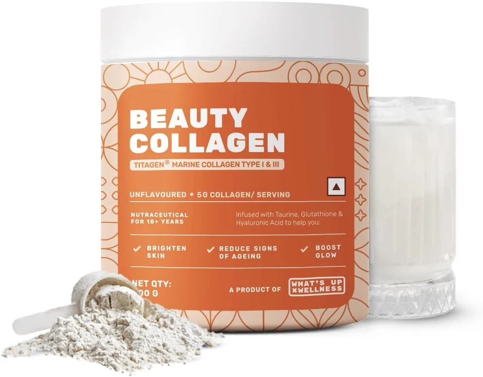 پودر کلاژن زیبایی با گلوتاتیون و ویتامین C برای پوست روشن تر و بدون لک. کلاژن دریایی تیتان نوع I و III برای مردان و زنان. مفید برای پوست، مو و ناخن. بدون طعم