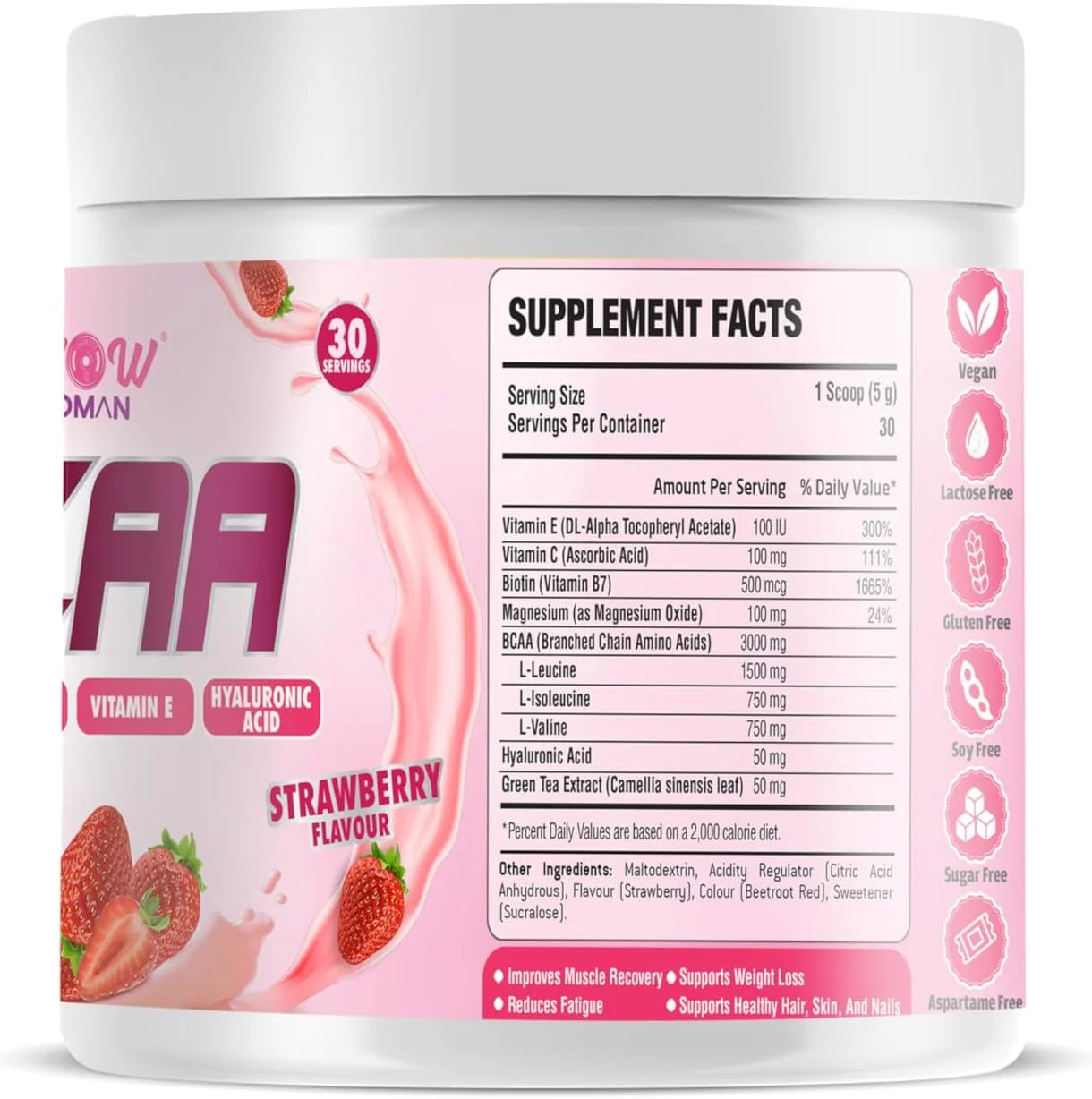 مکمل بی سی ای ای مخصوص بانوان با طعم توت فرنگی | بهبود ریکاوری عضلات، پشتیبانی از سلامت مو، پوست و ناخن و کاهش خستگی - 30 سروینگ مکمل بی سی ای ای مخصوص بانوان با طعم توت فرنگی | بهبود ریکاوری عضلات، پشتیبانی از سلامت مو، پوست و ناخن و کاهش خستگی - 30 سروینگ