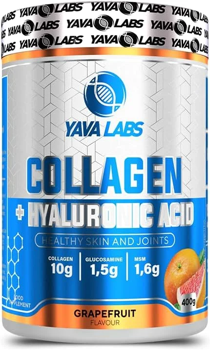 مکمل کلاژن + هیالورونیک اسید یاوا لبز، پودر، 400 گرم، با MSM، گلوکوزامین و ویتامین C برای سلامت پوست، مو، ناخن و مفاصل (400 گرم، گریپ فروت) مکمل کلاژن + هیالورونیک اسید یاوا لبز، پودر، 400 گرم، با MSM، گلوکوزامین و ویتامین C برای سلامت پوست، مو، ناخن و مفاصل (400 گرم، گریپ فروت)