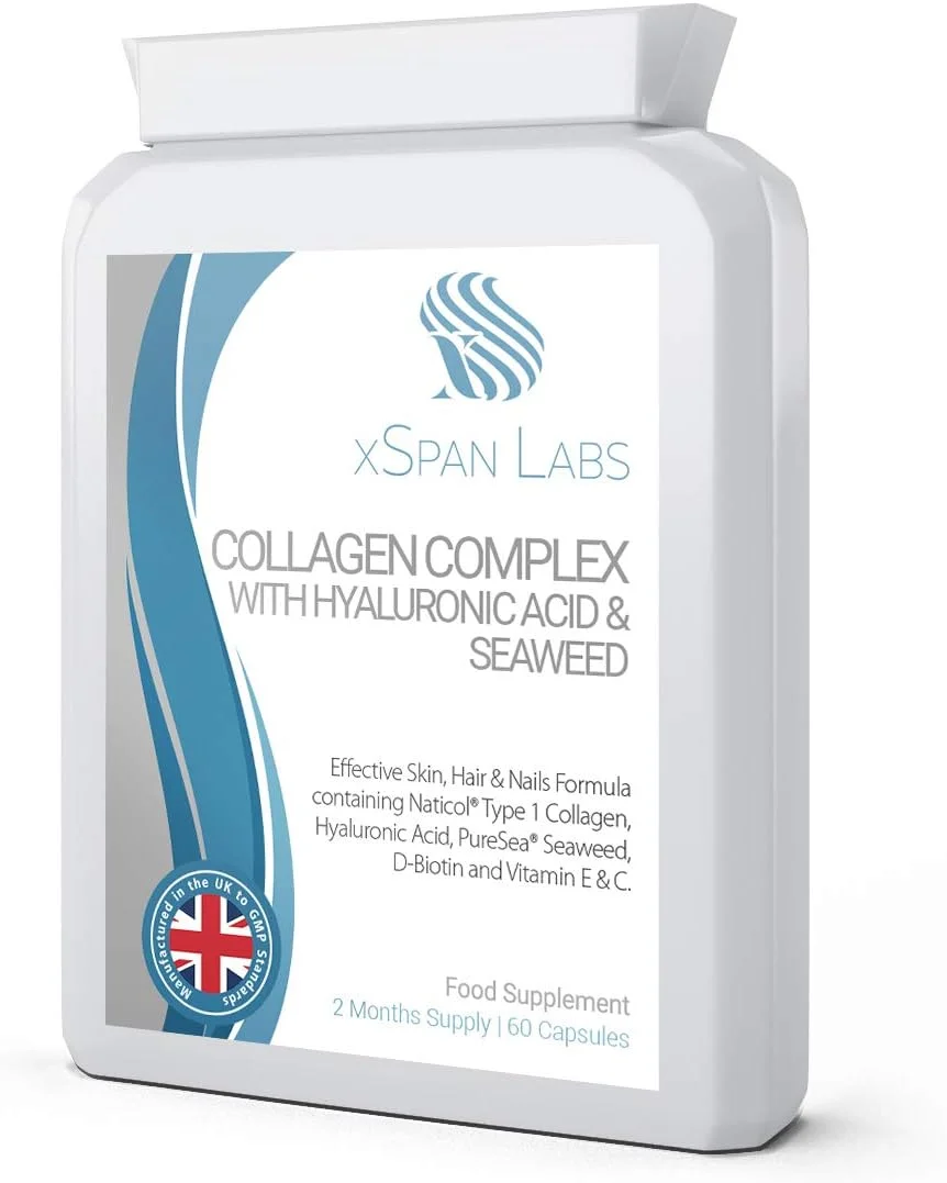 کپسول کمپلکس کلاژن Xspan Labs با اسید هیالورونیک و جلبک دریایی - 60 عدد - فرمول پوست، مو و ناخن با بیوتین D، ویتامین E و C - کلاژن دریایی هیدرولیز شده Naticol® با قابلیت جذب بالا 500 میلی گرم کپسول کمپلکس کلاژن Xspan Labs با اسید هیالورونیک و جلبک دریایی - 60 عدد - فرمول پوست، مو و ناخن با بیوتین D، ویتامین E و C - کلاژن دریایی هیدرولیز شده Naticol® با قابلیت جذب بالا 500 میلی گرم