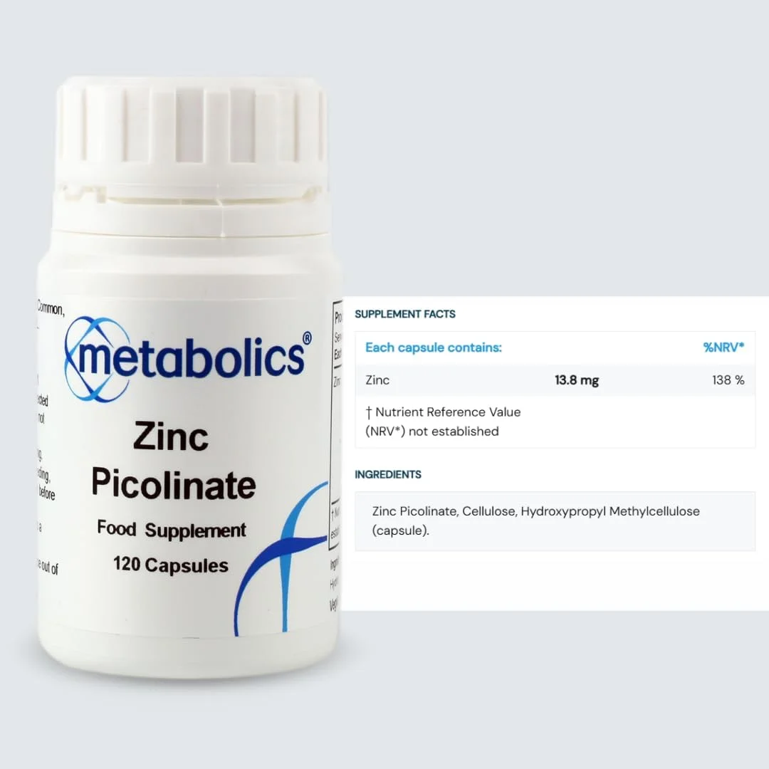 کپسول های پیکولینات روی - مکمل روی، بسته 120 عددی (13.8 میلی گرم روی) 69 میلی گرم - تقویت سلامت مو، پوست و ناخن | بدون افزودنی