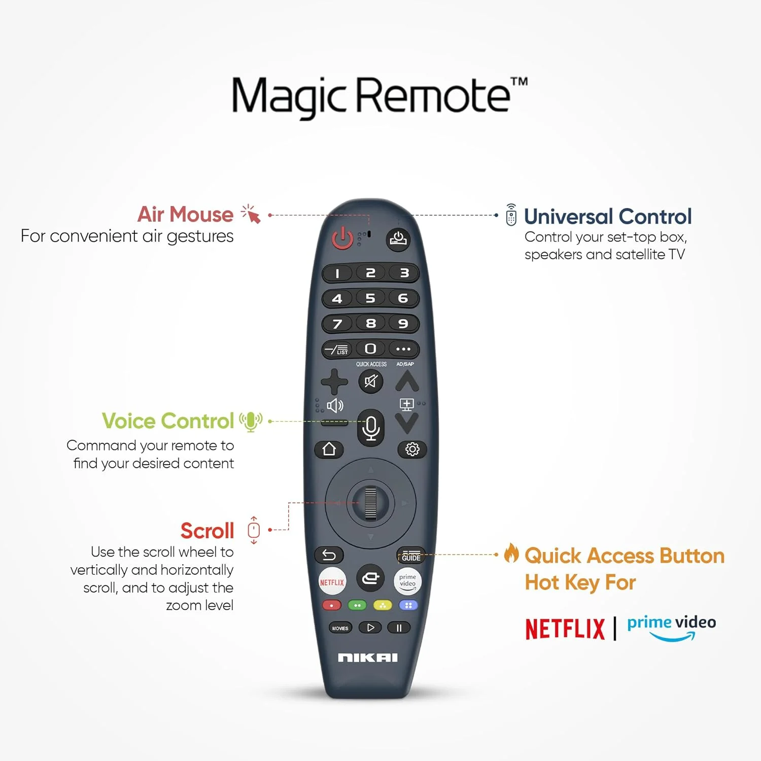 تلویزیون هوشمند 50 اینچ نیکای UHD LED WebOS سری پلاتینیوم، ریموت جادویی، طراحی صفحه نمایش سینمایی 4K Ultra HDR، Dolby Audio، کنترل صوتی هوشمند، برنامه های YouTube، Netflix، Shahid – NIK50MEU4STN