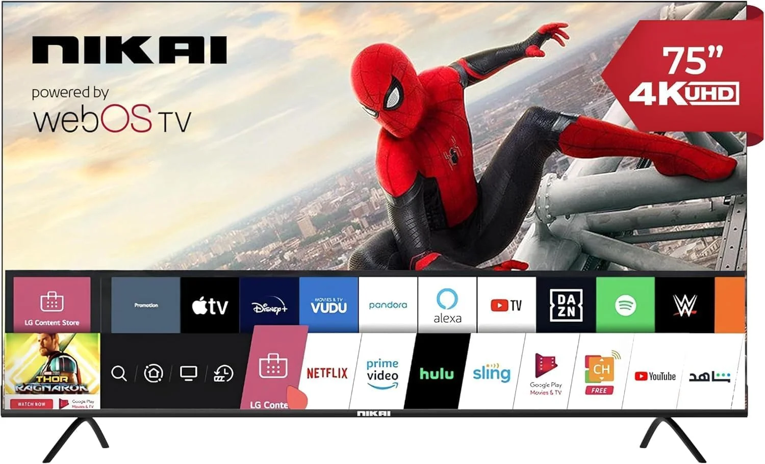 تلویزیون هوشمند 75 اینچ UHD LED نیکای سری پلاتینیوم WebOS، ریموت جادویی، طراحی صفحه نمایش سینمایی 4K Ultra HDR، صدای دالبی، کنترل صوتی هوشمند، برنامه های YouTube، Netflix، Shahid - NIK75MEU4STN تلویزیون هوشمند 75 اینچ UHD LED نیکای سری پلاتینیوم WebOS، ریموت جادویی، طراحی صفحه نمایش سینمایی 4K Ultra HDR، صدای دالبی، کنترل صوتی هوشمند، برنامه های YouTube، Netflix، Shahid - NIK75MEU4STN