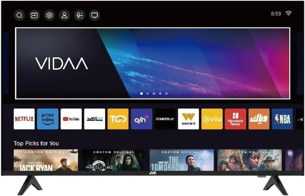 تلویزیون هوشمند 55 اینچ 4K UHD بدون حاشیه JVC - مدل جدید 2024 با موس هوایی صوتی، بلوتوث و صدای دالبی LT-55N775V تلویزیون هوشمند 55 اینچ 4K UHD بدون حاشیه JVC - مدل جدید 2024 با موس هوایی صوتی، بلوتوث و صدای دالبی LT-55N775V