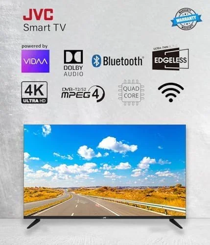 تلویزیون هوشمند 50 اینچ 4K UHD بدون حاشیه JVC - مدل جدید 2025 با موس هوایی صوتی، بلوتوث و صدای دالبی LT-50N7105V