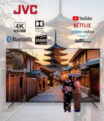 تلویزیون هوشمند 50 اینچ 4K UHD بدون حاشیه JVC - مدل جدید 2025 با موس هوایی صوتی، بلوتوث و صدای دالبی LT-50N7105V