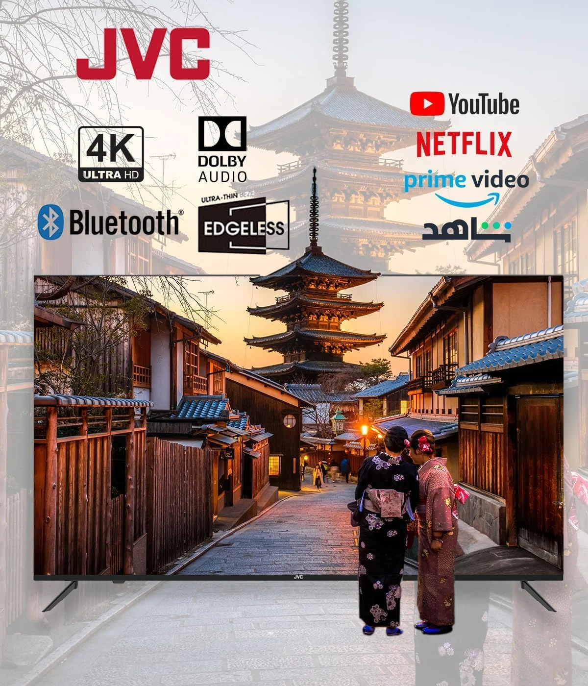 تلویزیون هوشمند 55 اینچ 4K UHD بدون حاشیه JVC - مدل جدید 2024 با موس هوایی صوتی، بلوتوث و صدای دالبی LT-55N775V