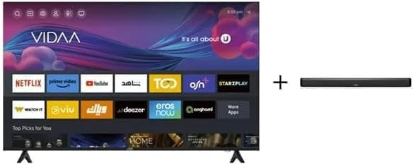 تلویزیون هوشمند 4K UHD بدون حاشیه جی وی سی 43 اینچ مدل LT-43N7115 مشکی با ساندبار جی وی سی