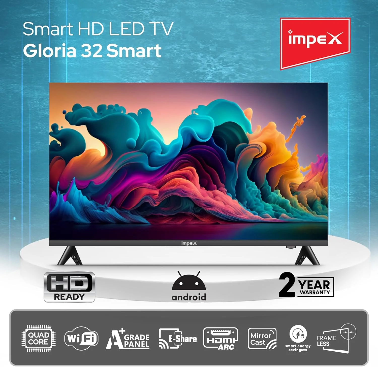 تلویزیون هوشمند اندروید LED ایمپکس - طراحی بدون قاب، قابلیت Mirror Cast و E-Share، ورودی HDMI/USB Wi-Fi، نتفلیکس، یوتیوب، دیزنی پلاس، اپل تی وی پلاس، استارز پلی عربیا (GLORIA 32 SMART) تلویزیون هوشمند اندروید LED ایمپکس - طراحی بدون قاب، قابلیت Mirror Cast و E-Share، ورودی HDMI/USB Wi-Fi، نتفلیکس، یوتیوب، دیزنی پلاس، اپل تی وی پلاس، استارز پلی عربیا (GLORIA 32 SMART)