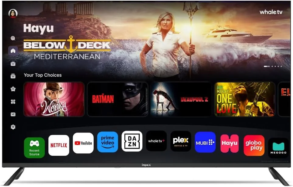 تلویزیون هوشمند 50 اینچی QLED ایمپکس (Wios50Q) Whale OS، کیفیت 4K UHD، هوش مصنوعی صوتی با ChatGPT، حافظه ROM 8 گیگابایتی، رم 1.5 گیگابایتی، 2x HDMI، 2x USB، نتفلیکس/پرایم/یوتیوب، پنل A+، 100 وات، RJ45، Dolby Audio