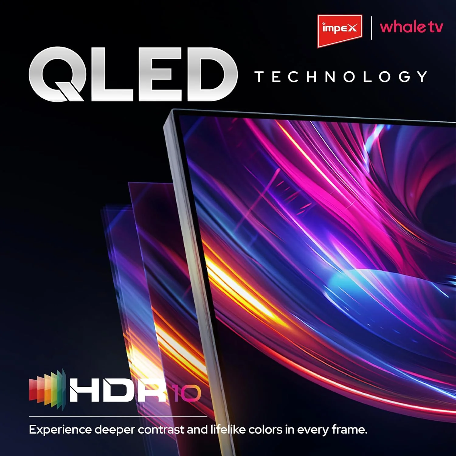 تلویزیون هوشمند 50 اینچی QLED ایمپکس (Wios50Q) Whale OS، کیفیت 4K UHD، هوش مصنوعی صوتی با ChatGPT، حافظه ROM 8 گیگابایتی، رم 1.5 گیگابایتی، 2x HDMI، 2x USB، نتفلیکس/پرایم/یوتیوب، پنل A+، 100 وات، RJ45، Dolby Audio