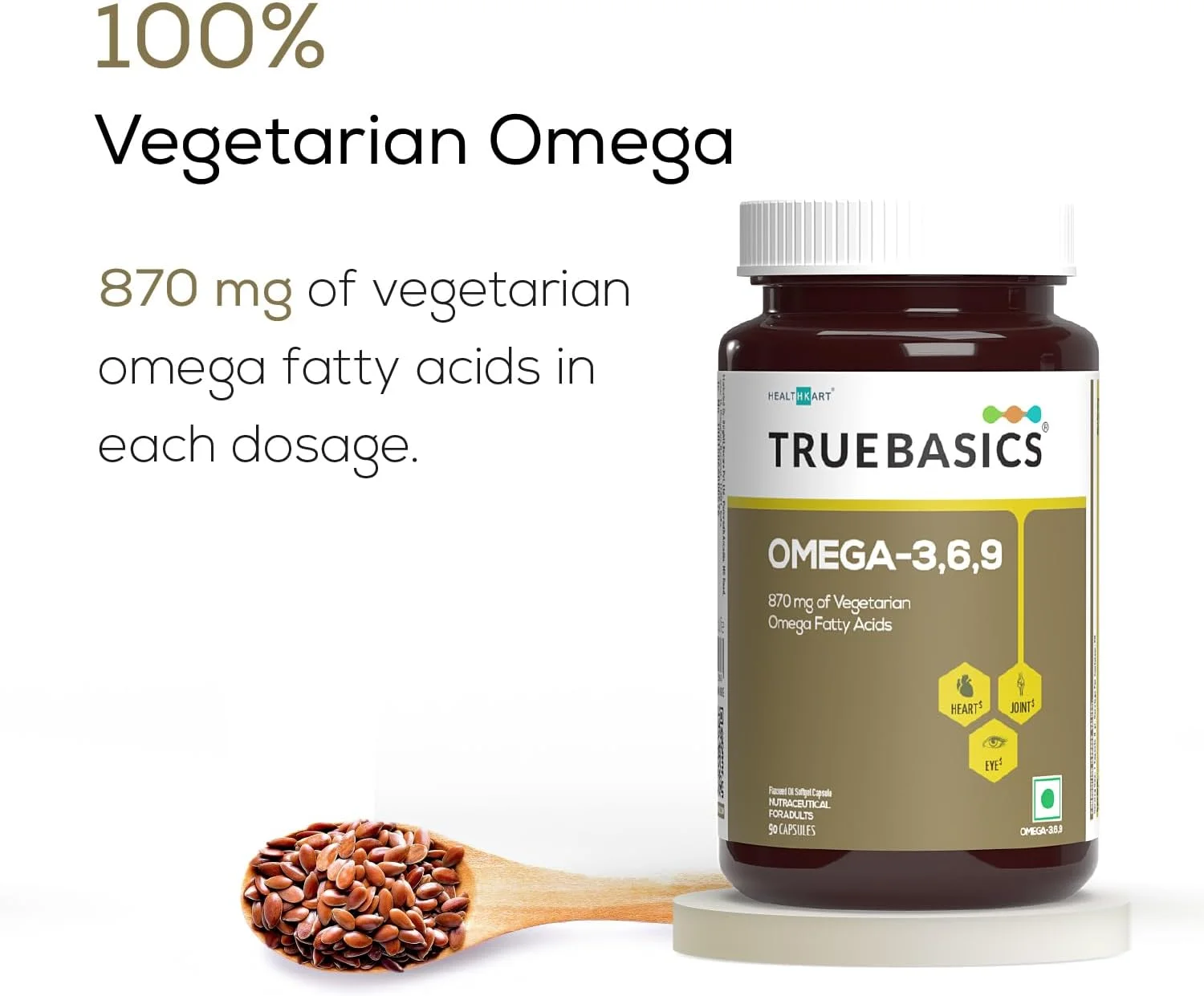 تروبیسیکس امگا 3، 6 و 9 گیاهی، 870 میلی گرم اسیدهای چرب امگا گیاهی، مکمل تغذیه برای سلامت قلب، مو، پوست، مفاصل، مغز و چشم، از نظر بالینی تحقیق شده - 90 سافت ژل گیاهی