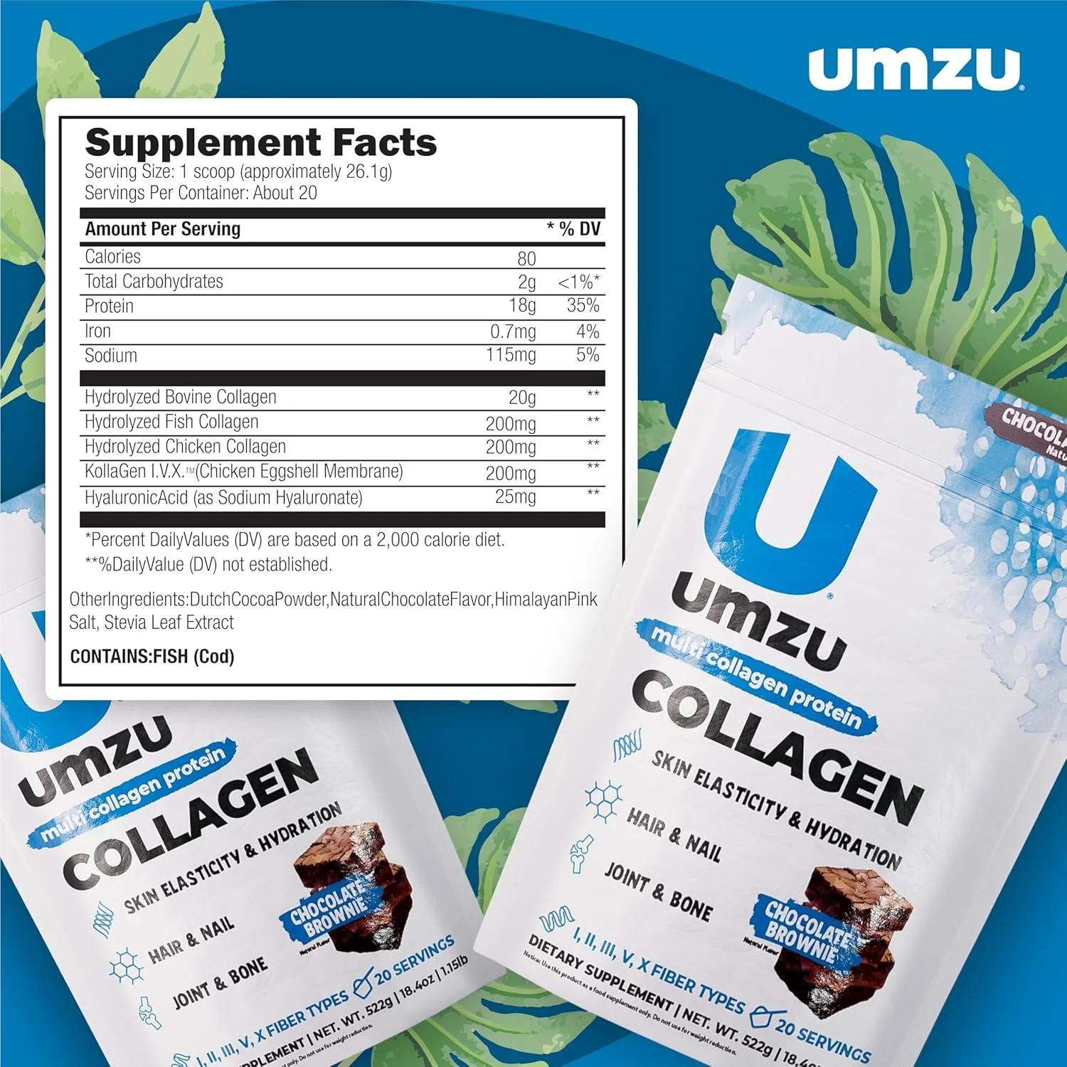 پروتئین کلاژن UMZU zuCollagen - کلاژن چندگانه، پشتیبانی از پوست، مو، مفاصل و ریکاوری عضلات - با طعم براونی شکلاتی، 90 کالری، 21 گرم پروتئین - 1 پیمانه در هر وعده (20 وعده) پروتئین کلاژن UMZU zuCollagen - کلاژن چندگانه، پشتیبانی از پوست، مو، مفاصل و ریکاوری عضلات - با طعم براونی شکلاتی، 90 کالری، 21 گرم پروتئین - 1 پیمانه در هر وعده (20 وعده)