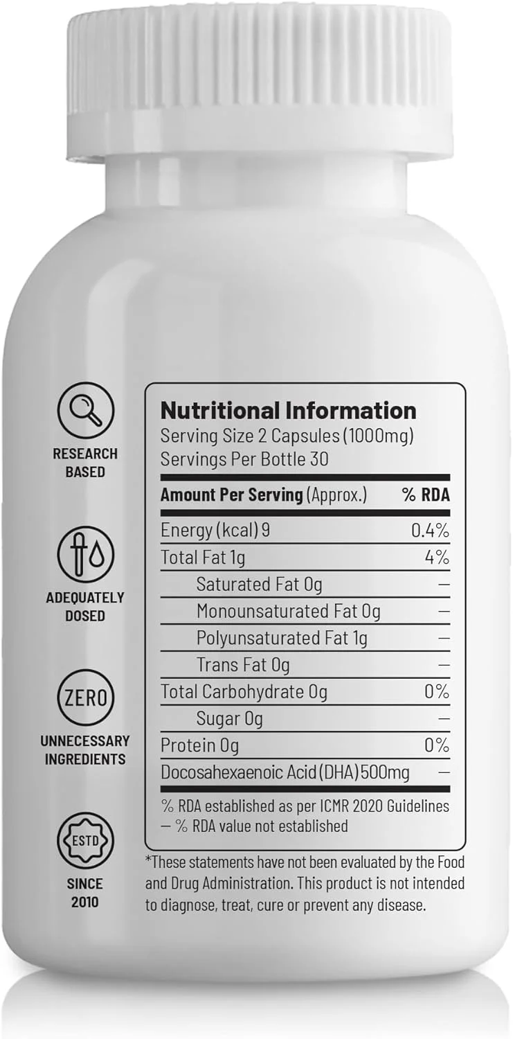 انوید اووگا امگا 3 گیاهی | 1000 میلی گرم روغن جلبک 500 میلی گرم DHA در هر وعده (بالاترین DHA در هر وعده) | برای سلامت قلب، مو، پوست، مفاصل، مغز و چشم | 60 کپسول گیاهی