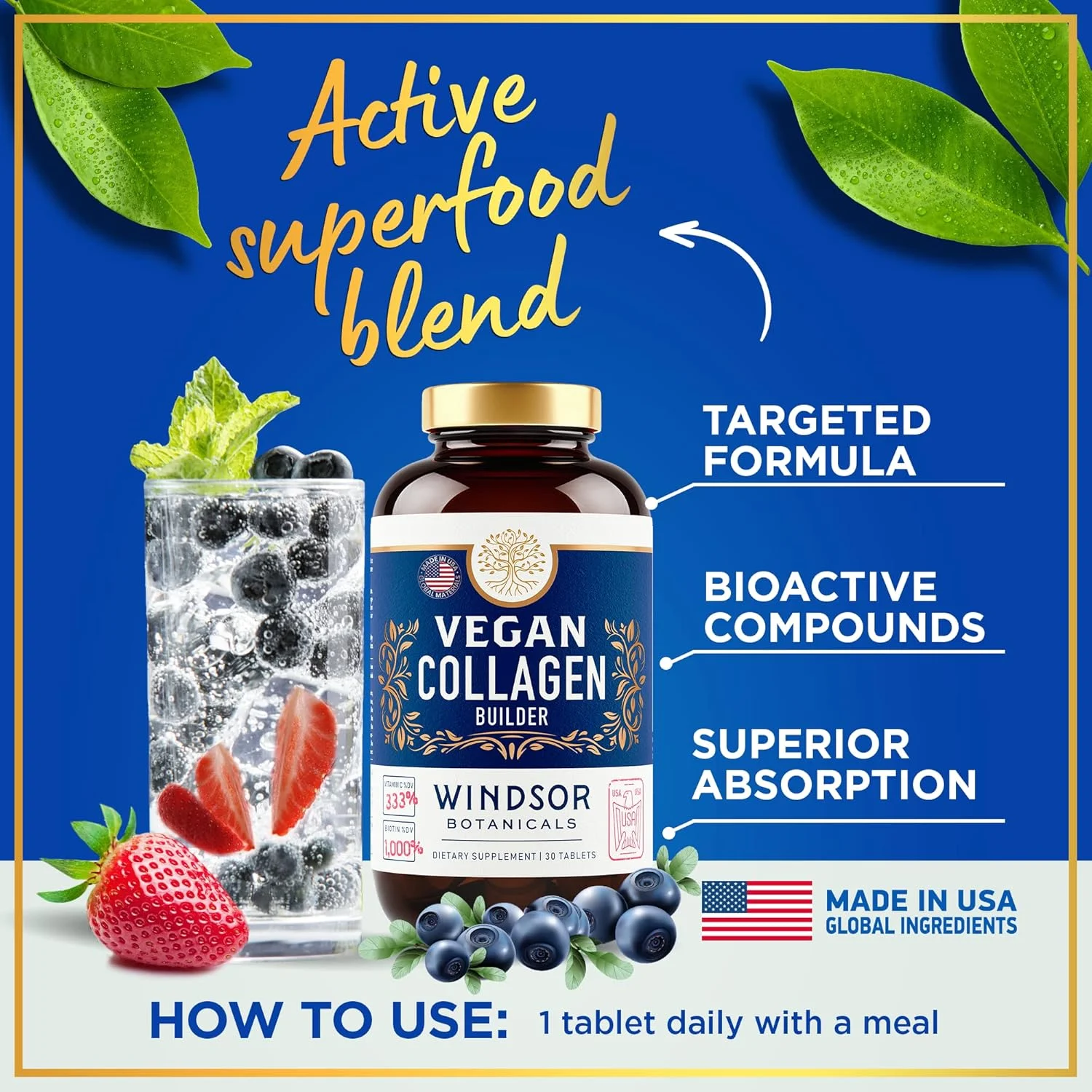 مکمل های کلاژن گیاهی - قرص های کلاژن گیاهی برای زنان و مردان - ویتامین های سازنده کلاژن مو، پوست، ناخن و مفاصل با ویتامین C و بیوتین - 30 قرص تقویت کننده کلاژن غیر GMO مکمل های کلاژن گیاهی - قرص های کلاژن گیاهی برای زنان و مردان - ویتامین های سازنده کلاژن مو، پوست، ناخن و مفاصل با ویتامین C و بیوتین - 30 قرص تقویت کننده کلاژن غیر GMO