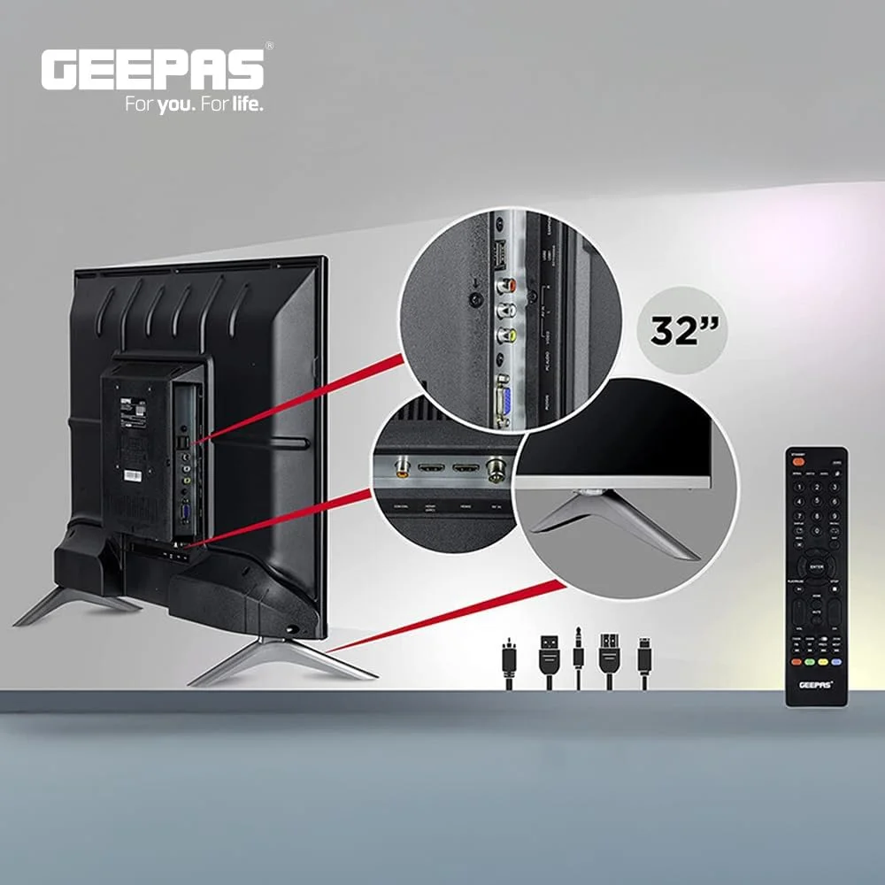 تلویزیون ال ای دی هوشمند 32 اینچ جیپاس، اندروید 14.0، وای فای، HDMI، USB، جک هدفون، کنترل از راه دور، GLED3202SCHD، مشکی