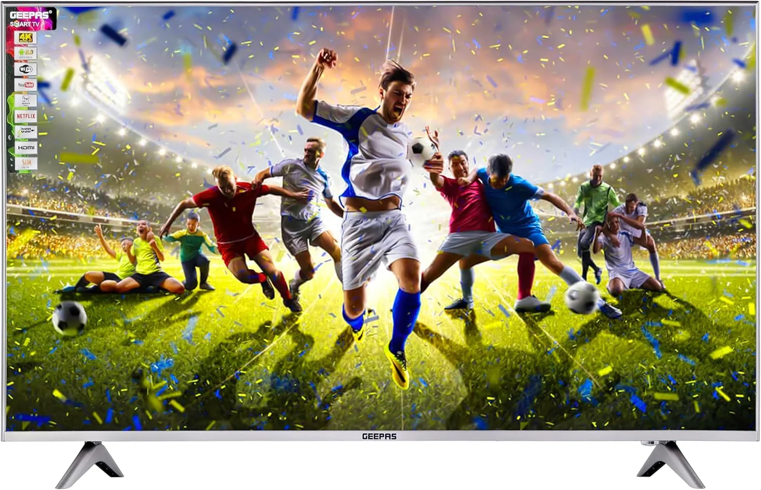 تلویزیون هوشمند ال ای دی 55 اینچ جیپاس مدل GLED5508SFHD با سیستم عامل اندروید - ال ای دی باریک، 3.5 میلی متر، 2 پورت HDMI و 2 پورت USB با سرعت بالا