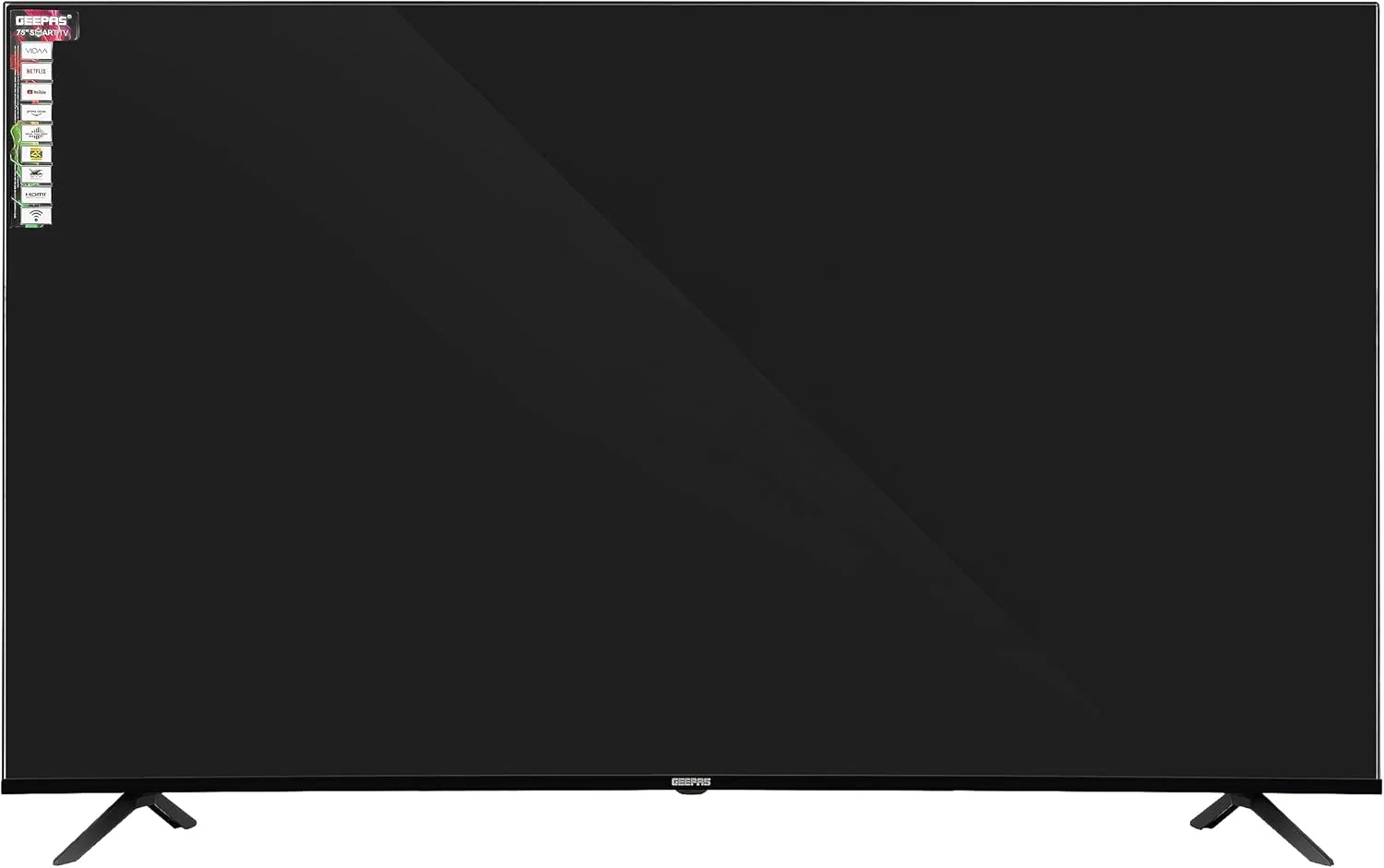 تلویزیون هوشمند 75 اینچ Geepas مدل GLED7523SXUHD | مجهز به VIDAA، DOLBY Digital، 4K Ultra HD، تلویزیون هوشمند | همراه با کنترل از راه دور، پورت های HDMI و USB | محتوای دارای مجوز و برنامه های از پیش نصب شده