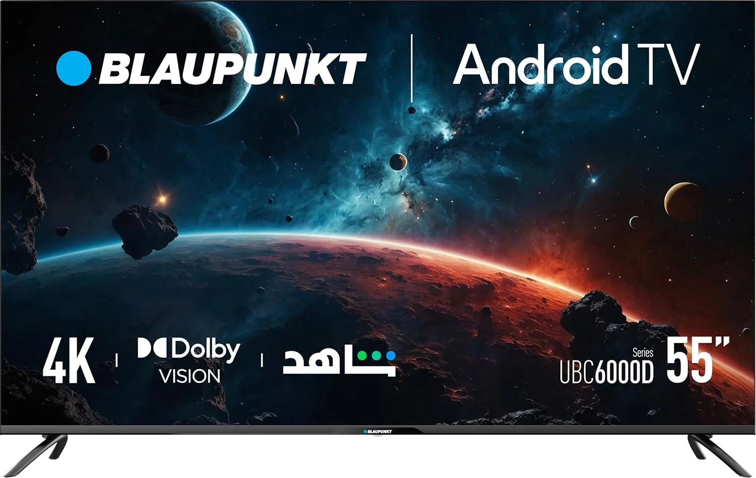 تلویزیون 55 اینچ Blaupunkt | تلویزیون 4K UHD و Android TV 11 – سری UBC6000D تلویزیون LED | Dolby Vision & Atmos | فناوری MEMC | تلویزیون داخلی Chromecast | دستیار گوگل | مهندسی عالی آلمان