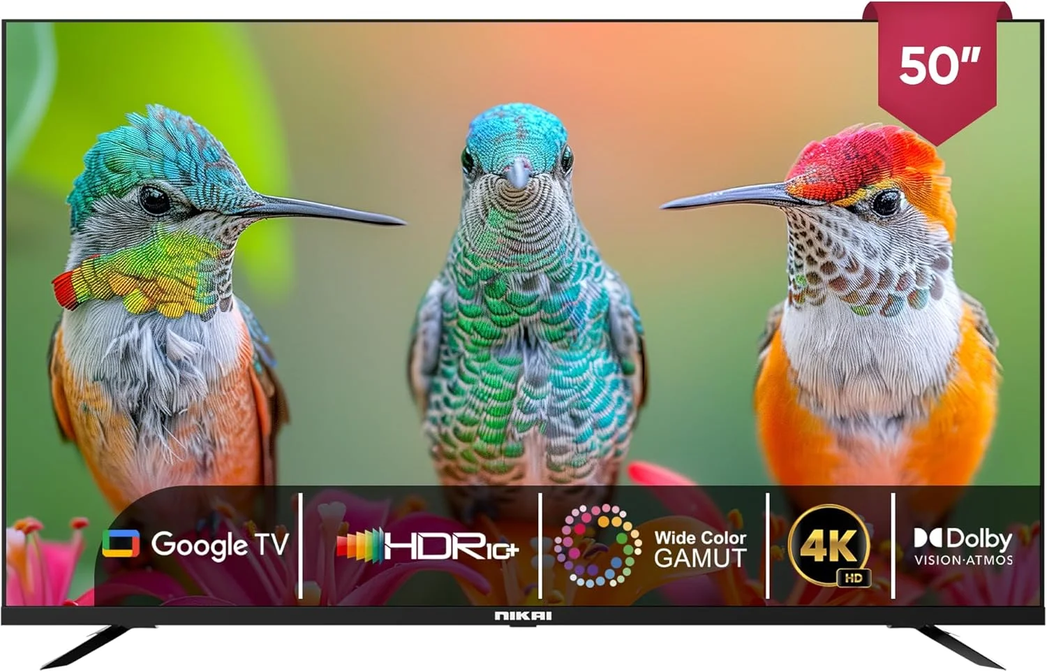 تلویزیون هوشمند 50 اینچ نیکای 4K UHD Google TV | Dolby Vision & Atmos | HDR10 | بلندگوهای قدرتمند 20 واتی | Netflix، Prime Video، YouTube، Disney+ داخلی - 50NIKGOOGLE