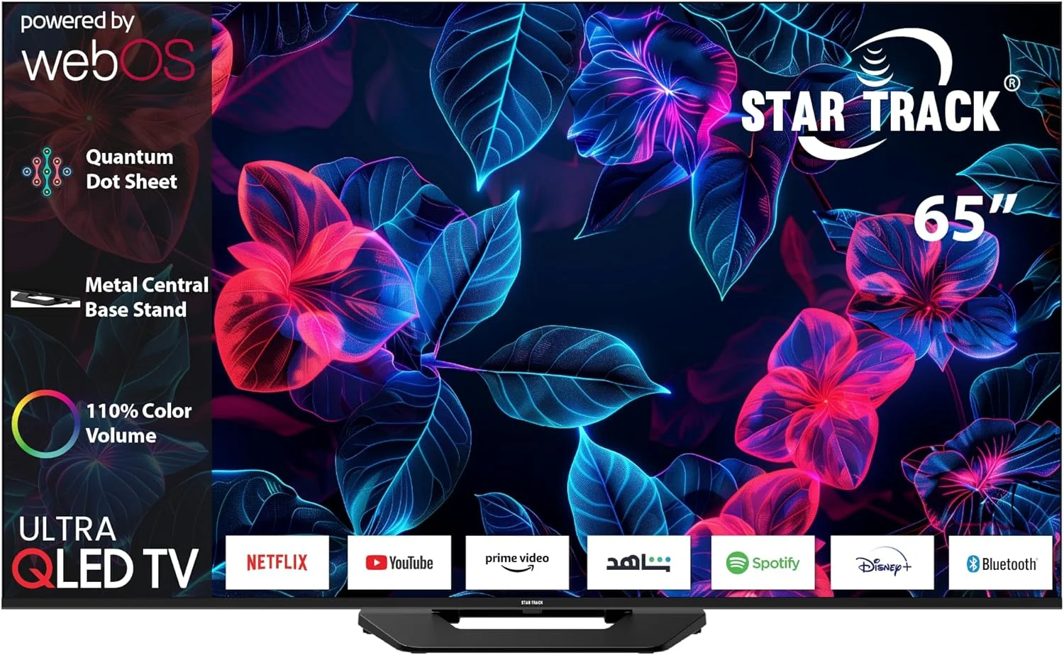 تلویزیون هوشمند کیولد استار ترک 65 اینچ 4K HDR10+ WebOS | پایه فلزی مرکزی | حجم رنگ 110% با کوانتوم دات | نمایشگر فوق العاده روشن 400 نیت | ویژن اتموس | ایرپلی، ریموت کنترل ایر ماوس