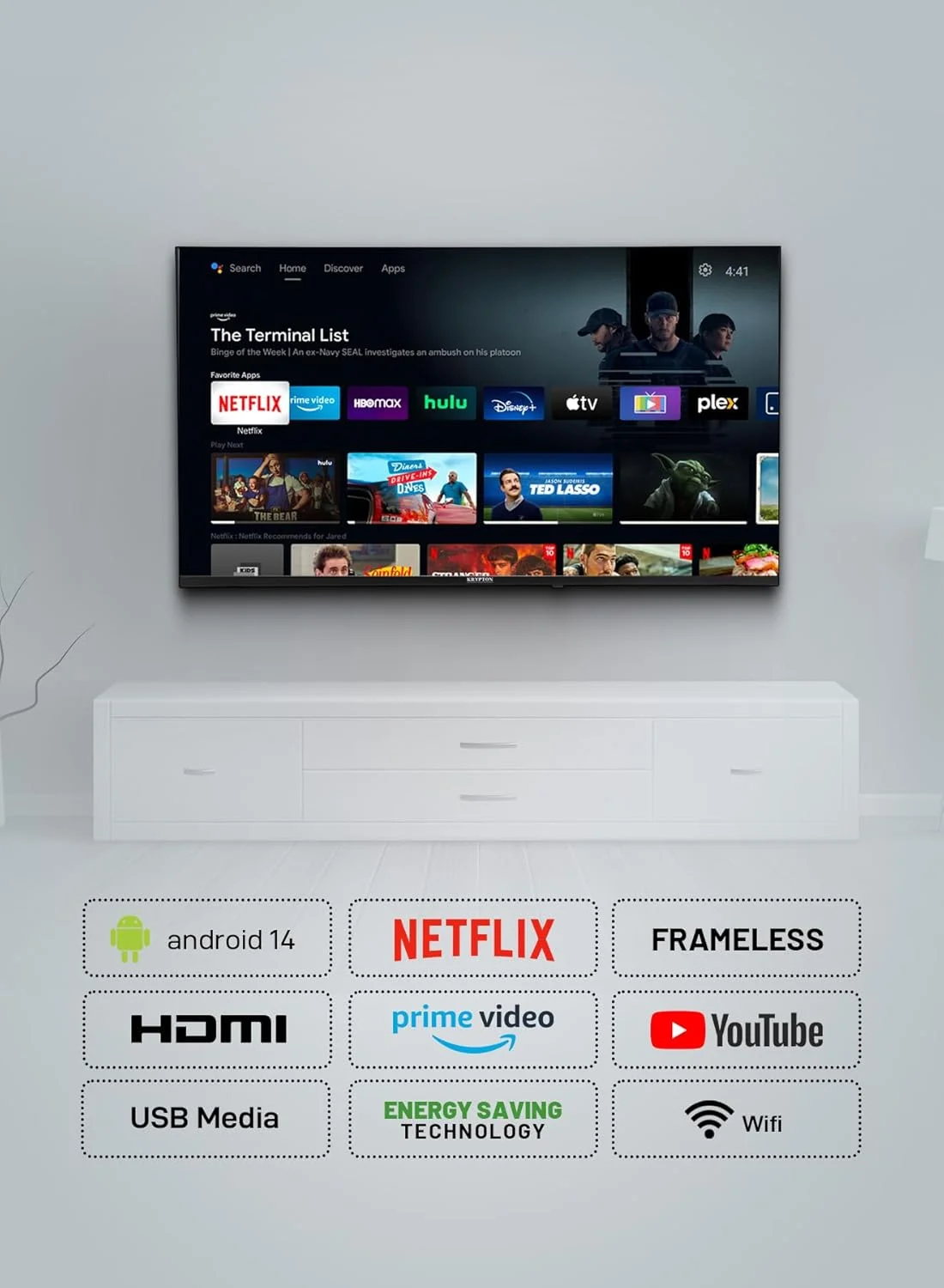 تلویزیون ال ای دی هوشمند 32 اینچ HD با کنترل از راه دور، پورت های HDMI و USB، جک هدفون، ورودی صدای PC، وای فای، اندروید 14.0 با نتفلیکس، یوتیوب و غیره، KLED3227SHD مشکی تلویزیون ال ای دی هوشمند 32 اینچ HD با کنترل از راه دور، پورت های HDMI و USB، جک هدفون، ورودی صدای PC، وای فای، اندروید 14.0 با نتفلیکس، یوتیوب و غیره، KLED3227SHD مشکی