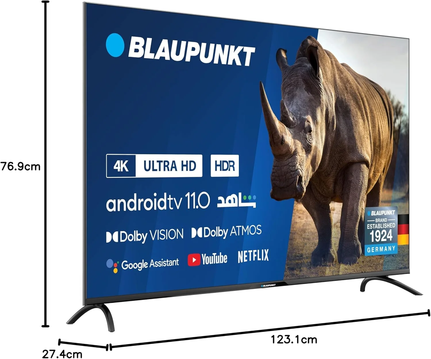تلویزیون 55 اینچ Blaupunkt | تلویزیون 4K UHD و Android TV 11 – سری UBC6000D تلویزیون LED | Dolby Vision & Atmos | فناوری MEMC | تلویزیون داخلی Chromecast | دستیار گوگل | مهندسی عالی آلمان تلویزیون 55 اینچ Blaupunkt | تلویزیون 4K UHD و Android TV 11 – سری UBC6000D تلویزیون LED | Dolby Vision & Atmos | فناوری MEMC | تلویزیون داخلی Chromecast | دستیار گوگل | مهندسی عالی آلمان
