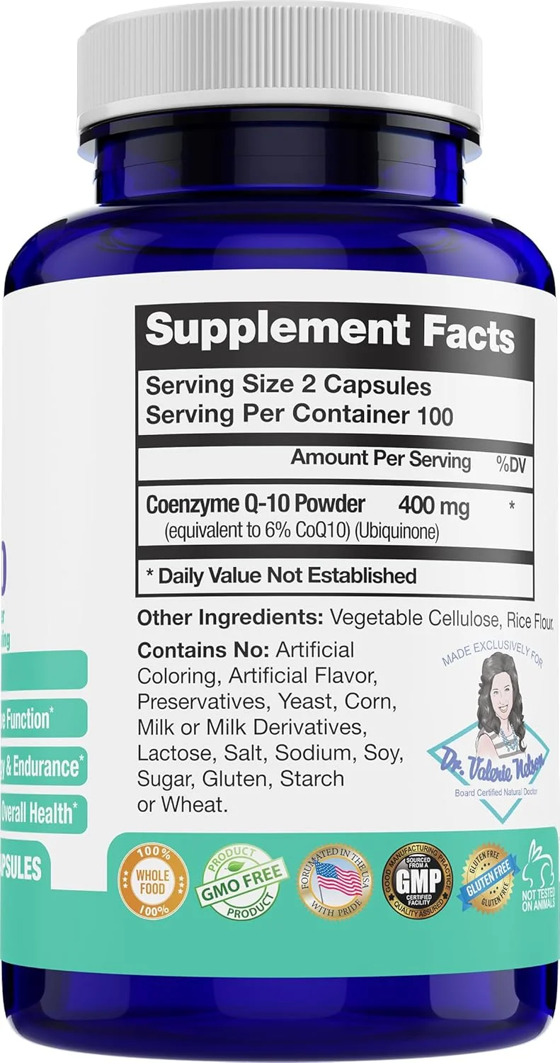 کوآنزیم کیو 10 با دوز 400 میلی گرم در هر 2 کپسول - یوبیکینون - ارزش عالی - مکمل قلب، مغز و سلولی - پشتیبانی از انرژی - 200 کپسول گیاهی در بطری - توسط Foxxy Doc