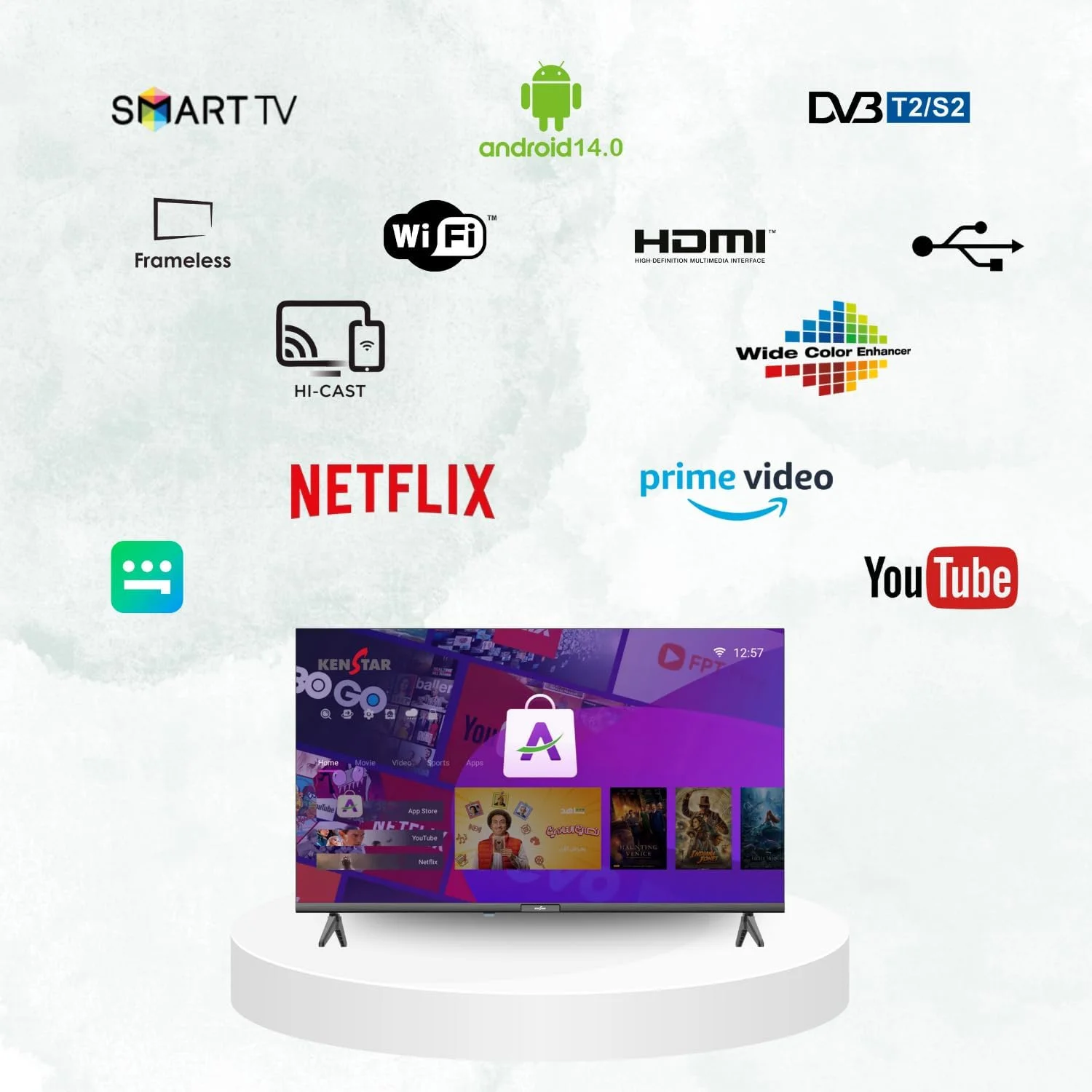 تلویزیون هوشمند 43 اینچ کن استار فول اچ دی با گیرنده DVB-T2/S2، طراحی باریک بدون قاب، اندروید نسخه 14، با برنامه های نتفلیکس، یوتیوب، پرایم ویدیو، شاهد. پشتیبانی از HDMI، USB، WiFi، Hi-Cast. DR 1920 * 1080p تلویزیون هوشمند 43 اینچ کن استار فول اچ دی با گیرنده DVB-T2/S2، طراحی باریک بدون قاب، اندروید نسخه 14، با برنامه های نتفلیکس، یوتیوب، پرایم ویدیو، شاهد. پشتیبانی از HDMI، USB، WiFi، Hi-Cast. DR 1920 * 1080p