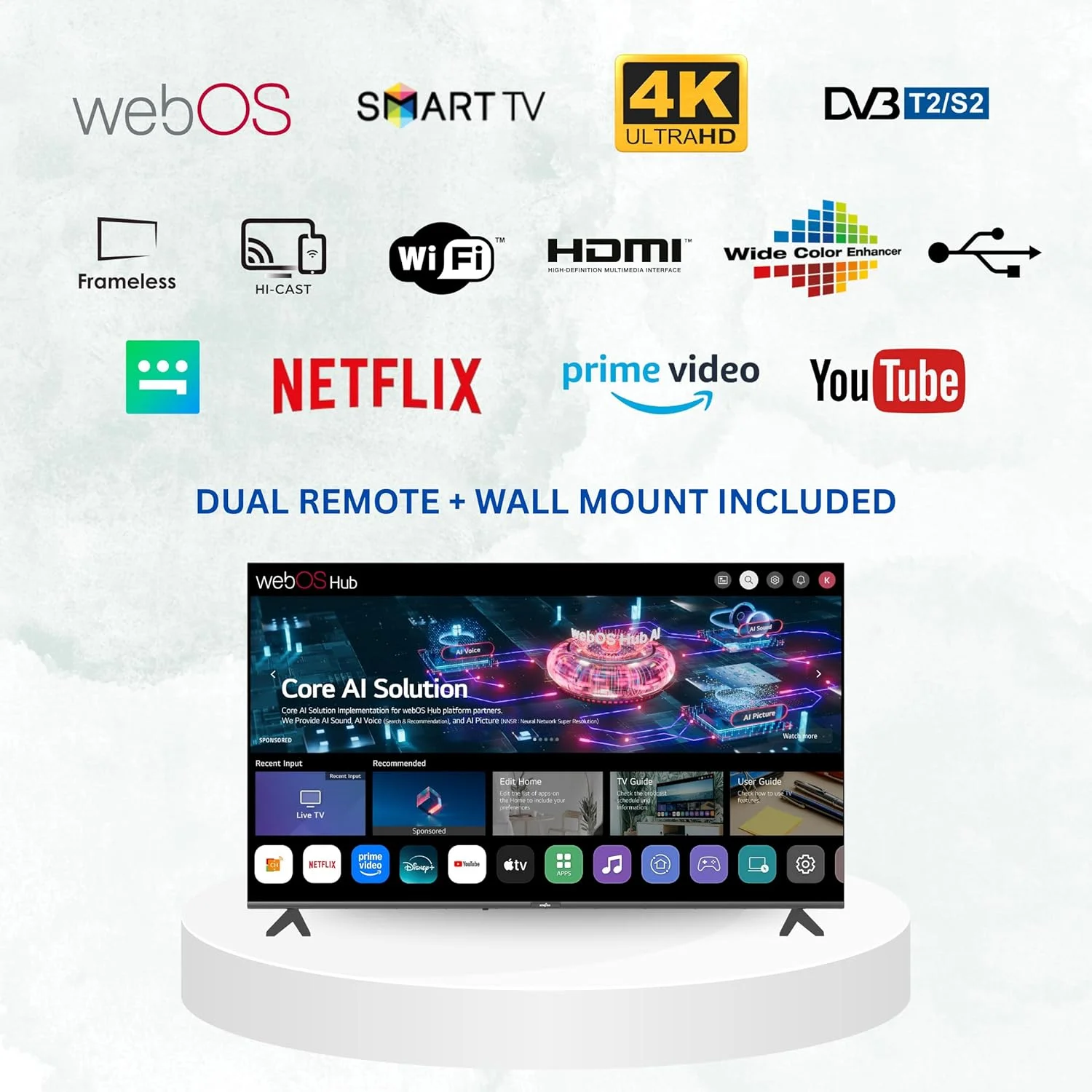 تلویزیون هوشمند 70 اینچ 4K UHD کن استار WebOS با گیرنده داخلی DVB-T2/S2، رزولوشن تصویر 3840x2160 و کنترل صوتی هوشمند، برنامه های YouTube، Netflix، Prime، Shahid. تلویزیون هوشمند 70 اینچ 4K UHD کن استار WebOS با گیرنده داخلی DVB-T2/S2، رزولوشن تصویر 3840x2160 و کنترل صوتی هوشمند، برنامه های YouTube، Netflix، Prime، Shahid.