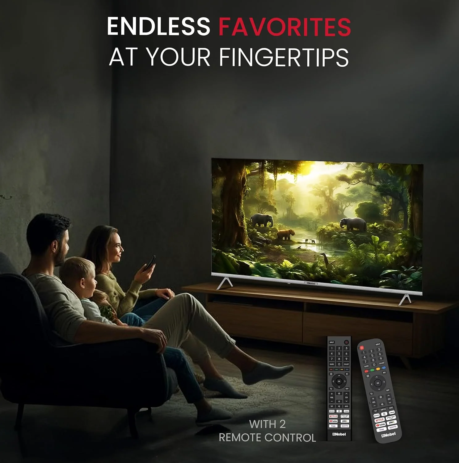 تلویزیون هوشمند 55 اینچی نوبل 4K UHD – تشخیص صدا، سیستم عامل VIDAA، دارای تاییدیه نتفلیکس، یوتیوب و پرایم ویدیو، دارای دو ریموت کنترل - سری Diamond مدل UHD55VIDS تلویزیون هوشمند 55 اینچی نوبل 4K UHD – تشخیص صدا، سیستم عامل VIDAA، دارای تاییدیه نتفلیکس، یوتیوب و پرایم ویدیو، دارای دو ریموت کنترل - سری Diamond مدل UHD55VIDS