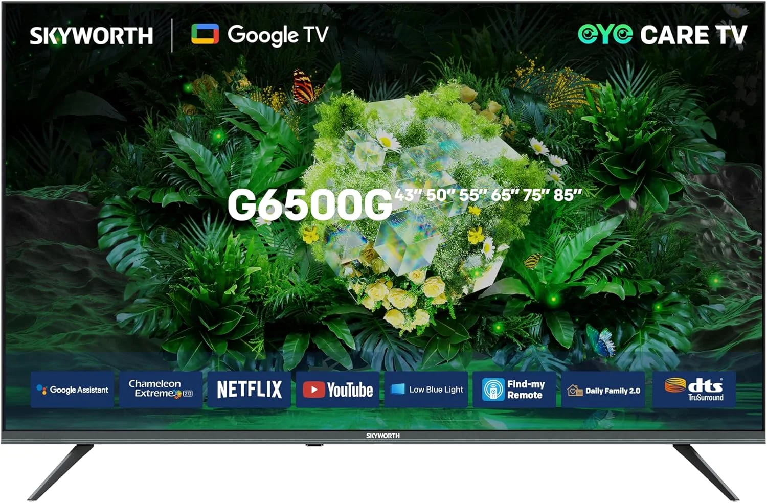تلویزیون هوشمند 65 اینچی 4K UHD Skyworth با Google LED TV، Dolby Vision HDR، DTS Virtual X، YouTube، Netflix، بلوتوث، Freeview Play و Alexa داخلی، WiFi - 65G6500G تلویزیون هوشمند 65 اینچی 4K UHD Skyworth با Google LED TV، Dolby Vision HDR، DTS Virtual X، YouTube، Netflix، بلوتوث، Freeview Play و Alexa داخلی، WiFi - 65G6500G