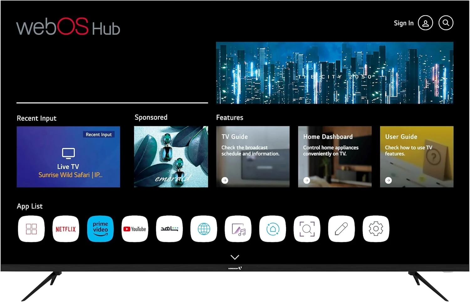 تلویزیون هوشمند 70 اینچی بدون حاشیه QLED 4K UHD ویدئوکون، WebOS Hub، پنل درجه A+، ریموت جادویی، Dolby Audio، اتصال بلوتوث – مدل E70QLWO1100