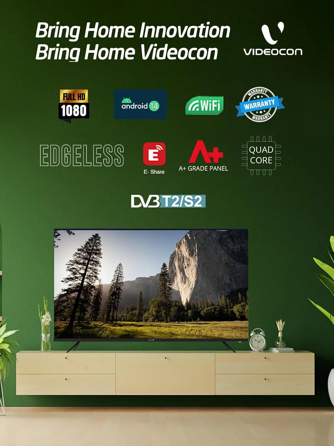 تلویزیون هوشمند 43 اینچ بدون حاشیه ویدئوکون با اندروید 14، مدل جدید 2024، گوگل پلی، نتفلیکس، یوتیوب E43EL1100 تلویزیون هوشمند 43 اینچ بدون حاشیه ویدئوکون با اندروید 14، مدل جدید 2024، گوگل پلی، نتفلیکس، یوتیوب E43EL1100