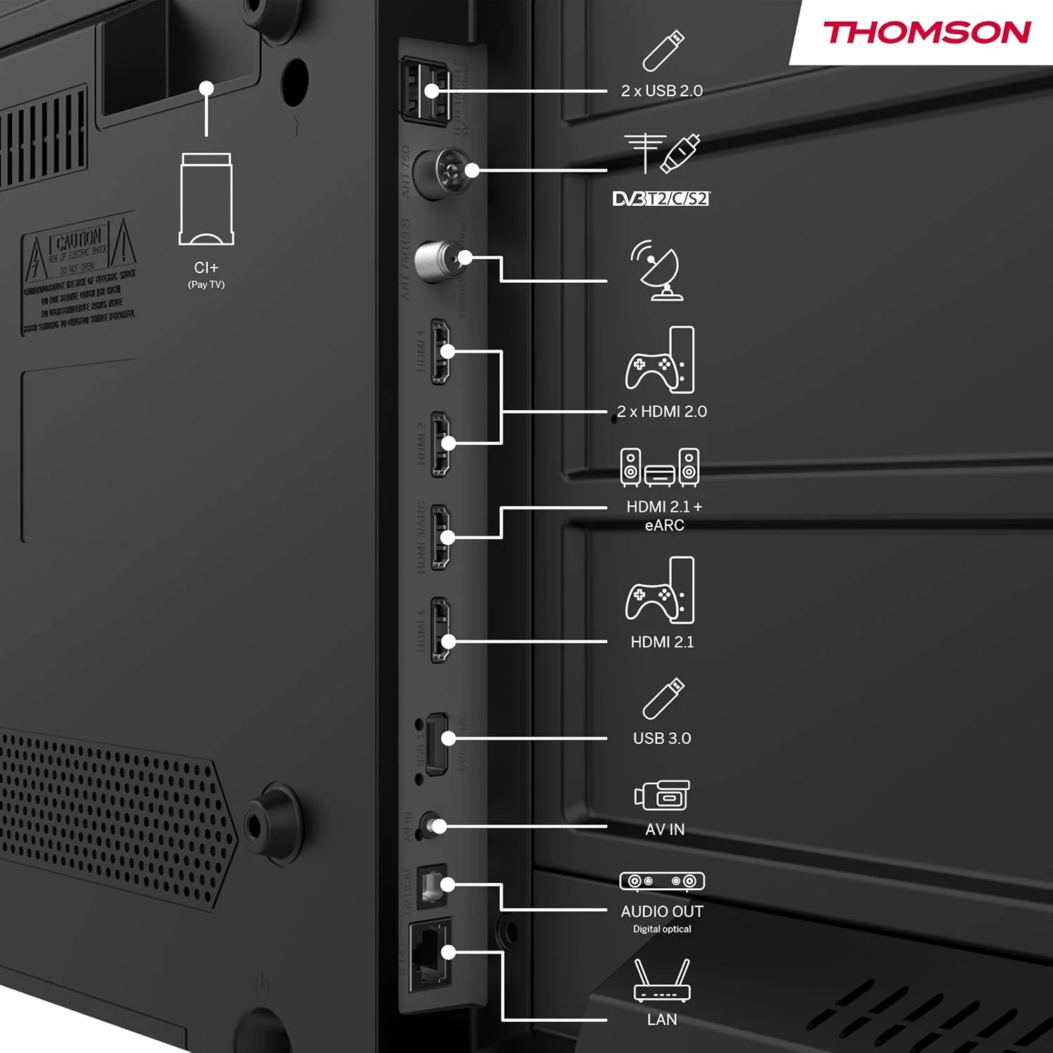 تلویزیون هوشمند 55 اینچ 4K UHD Thomson با Google TV – مدل 2024، دستیار صوتی گوگل، کنترل صوتی هوشمند، YouTube و Netflix داخلی، نمایشگر 3840x2160 پیکسل، طراحی پایه کناری – تلویزیون LED بدون قاب