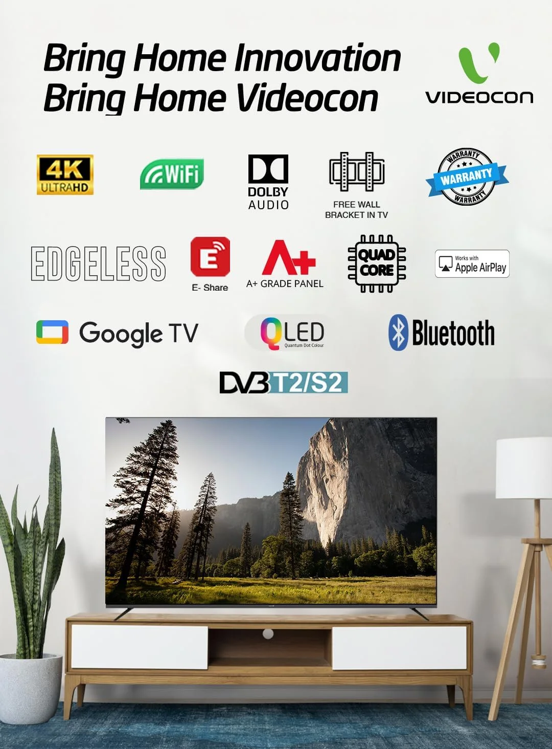 تلویزیون هوشمند 85 اینچی بدون حاشیه QLED 4K UHD رسمی گوگل با ریموت کنترل صوتی "Hey Google"، پنل درجه A+، بلوتوث، صدای دالبی، کروم کست داخلی مدل E85QLGT1100 - جدیدترین مدل تلویزیون هوشمند 85 اینچی بدون حاشیه QLED 4K UHD رسمی گوگل با ریموت کنترل صوتی "Hey Google"، پنل درجه A+، بلوتوث، صدای دالبی، کروم کست داخلی مدل E85QLGT1100 - جدیدترین مدل