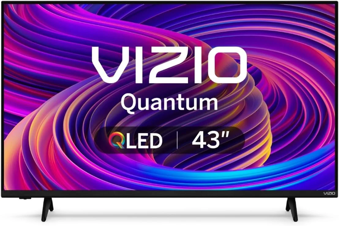 تلویزیون هوشمند 43 اینچی VIZIO Quantum 4K QLED HDR با Dolby Vision HDR، گیمینگ 120 فریم در ثانیه در 1080p، WiFi 6، قابلیت اتصال هدفون بلوتوث، Apple AirPlay و Google Cast داخلی (VQD43M-0801، نو)