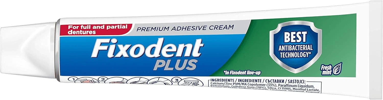 چسب دندان مصنوعی فیکسودنت پلاس با فناوری ضد باکتری، 40 گرم چسب دندان مصنوعی فیکسودنت پلاس با فناوری ضد باکتری، 40 گرم