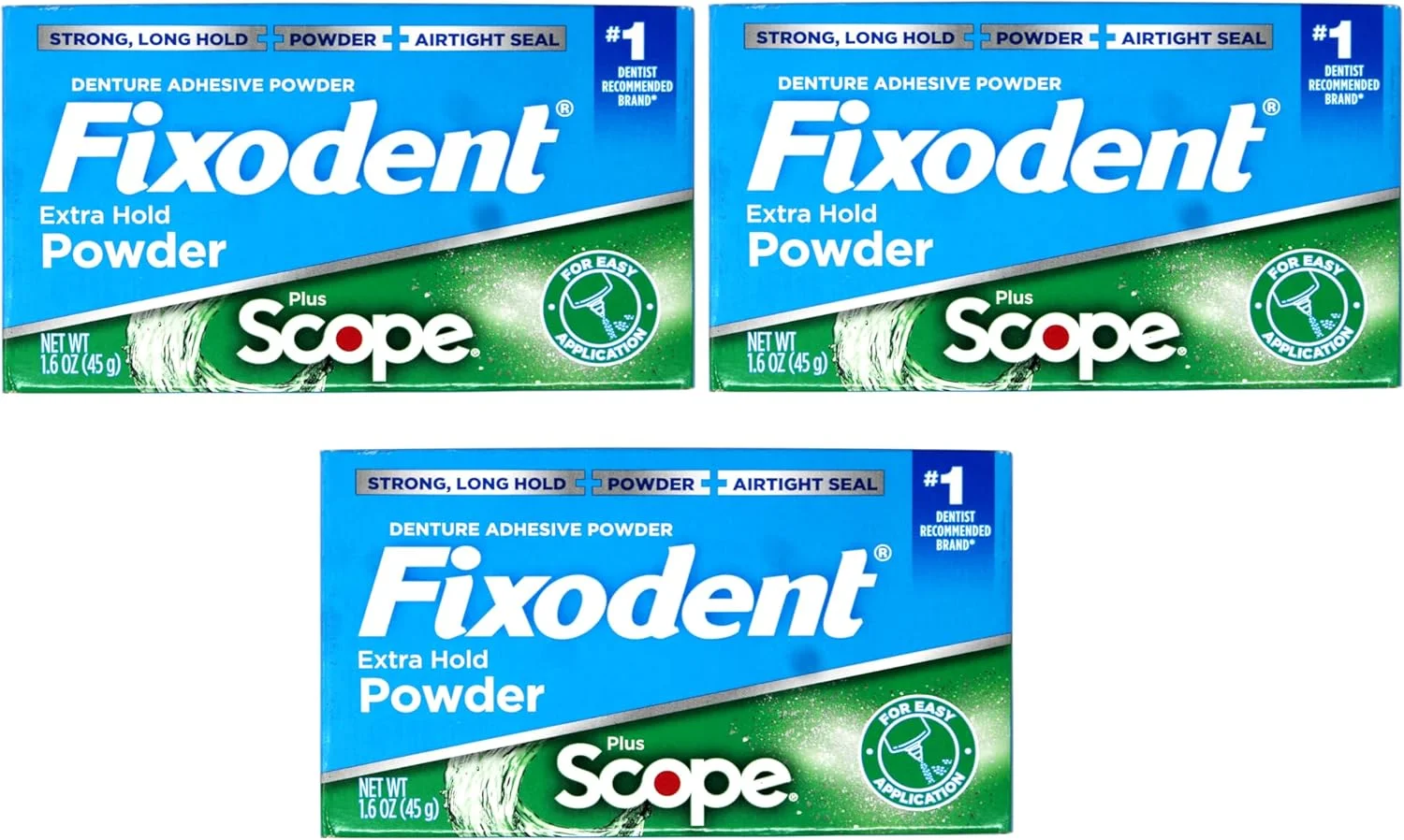 چسب پودری دندان مصنوعی فیکسودنت با قدرت چسبندگی فوق العاده به همراه طعم نعنا، بسته 3 عددی (3 عدد)