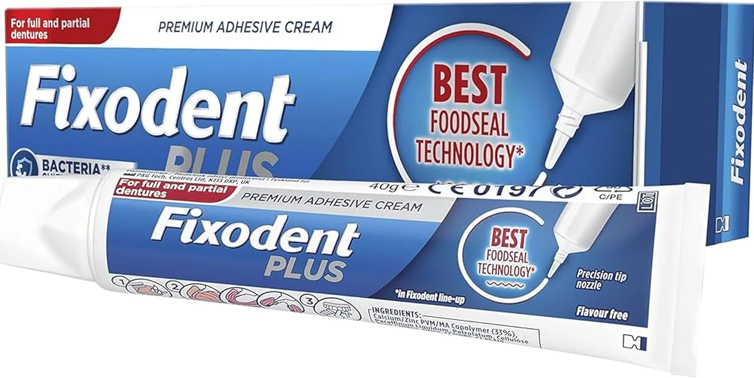 چسب دندان مصنوعی فیکسودنت پلاس با درپوش محافظ غذا، 40 گرم (بسته 1 عددی)