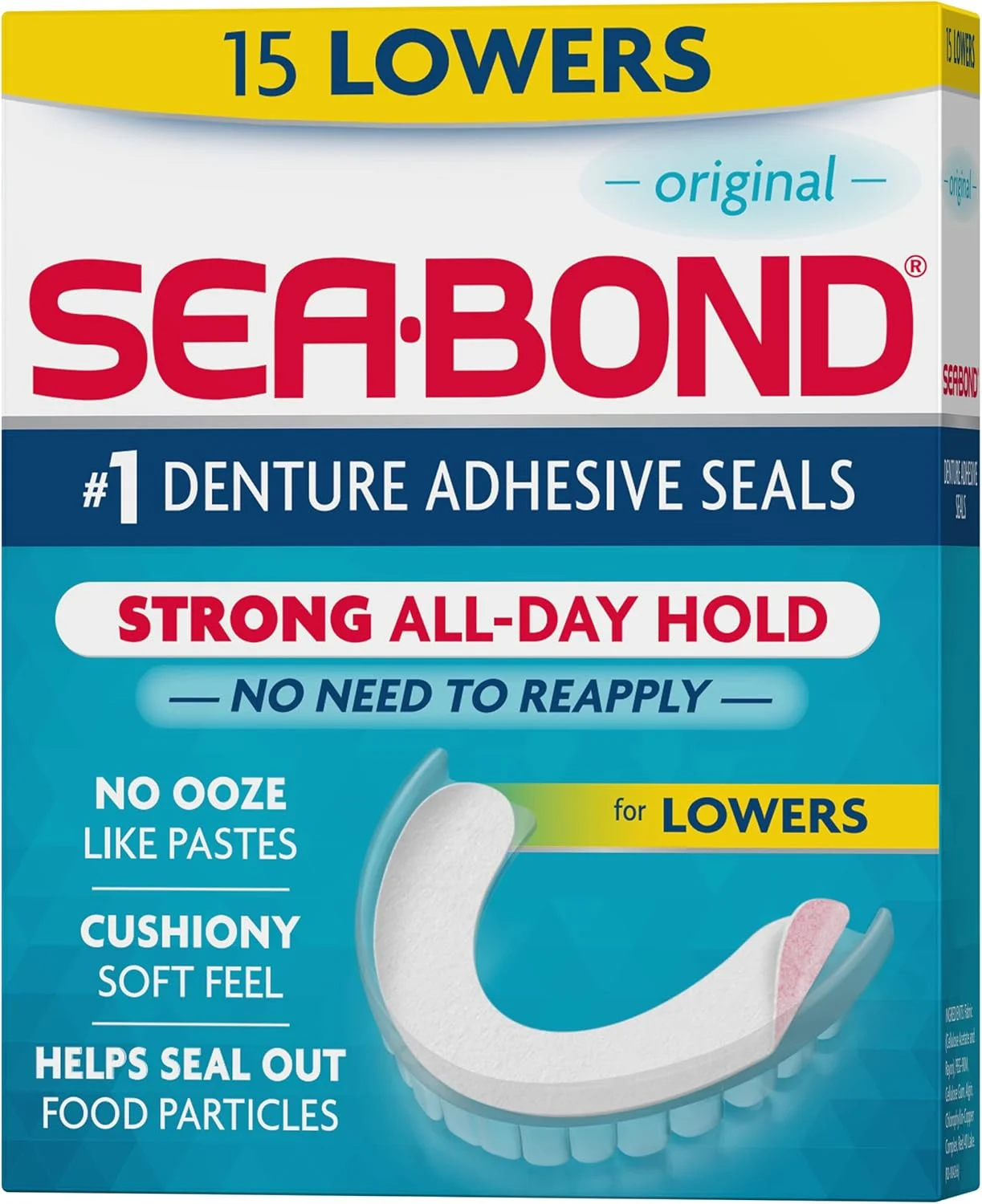 چسب دندان مصنوعی سی-باند، مخصوص فک پایین، بدون زینک، با چسبندگی تمام روز، بدون ایجاد کثیفی، 15 عدد (بسته 1 عددی) چسب دندان مصنوعی سی-باند، مخصوص فک پایین، بدون زینک، با چسبندگی تمام روز، بدون ایجاد کثیفی، 15 عدد (بسته 1 عددی)