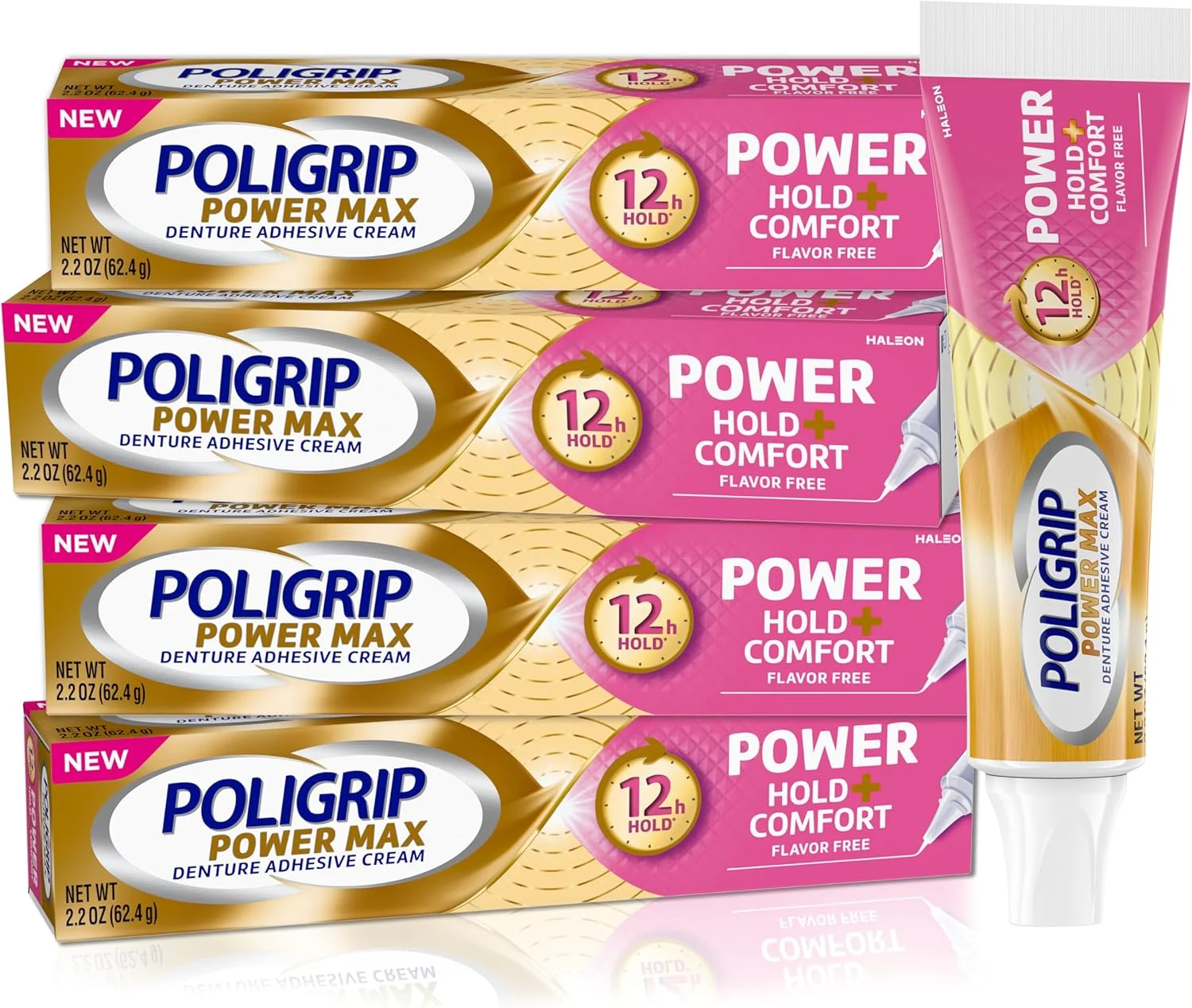 چسب دندان مصنوعی پولی گریپ، کرم چسب دندان مصنوعی Power Max Hold Plus Comfort، 62 گرم (بسته 4 عددی) چسب دندان مصنوعی پولی گریپ، کرم چسب دندان مصنوعی Power Max Hold Plus Comfort، 62 گرم (بسته 4 عددی)