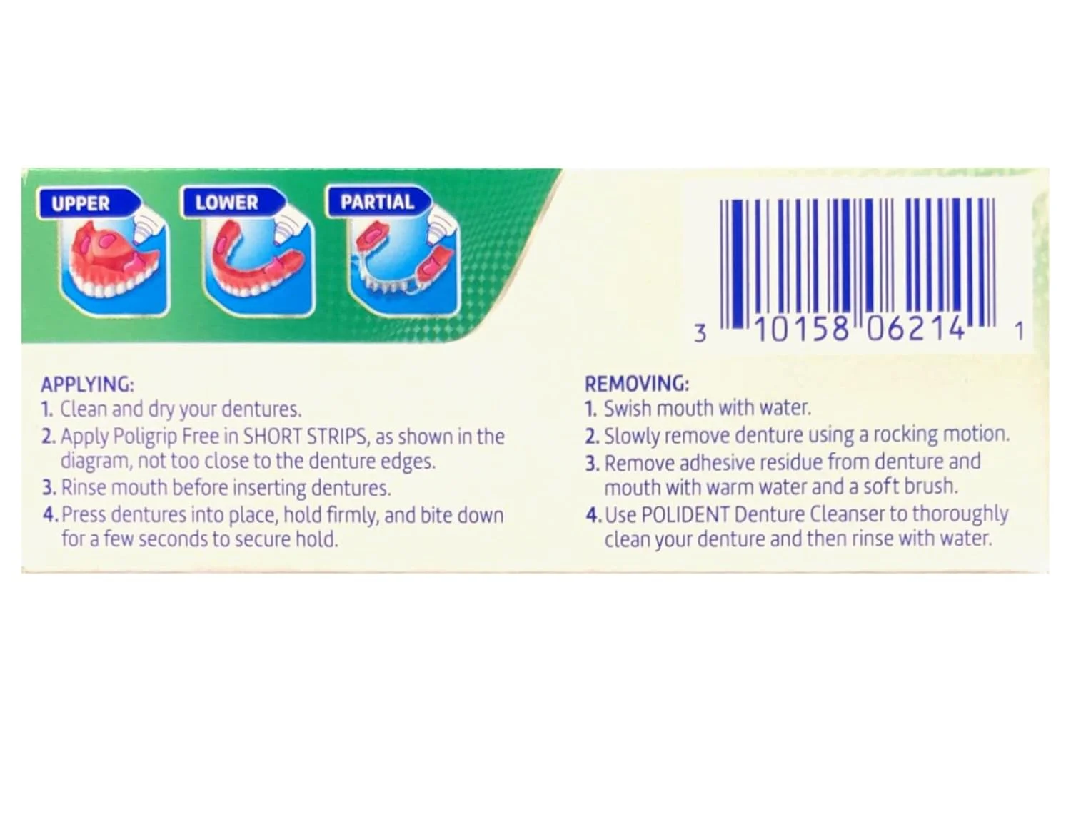 پولی‌گریپ (بسته 5 عددی) چسب دندان مصنوعی سوپر - چسبندگی قوی و ماندگار - بدون زینک - بدون طعم و رنگ مصنوعی - 21 گرم