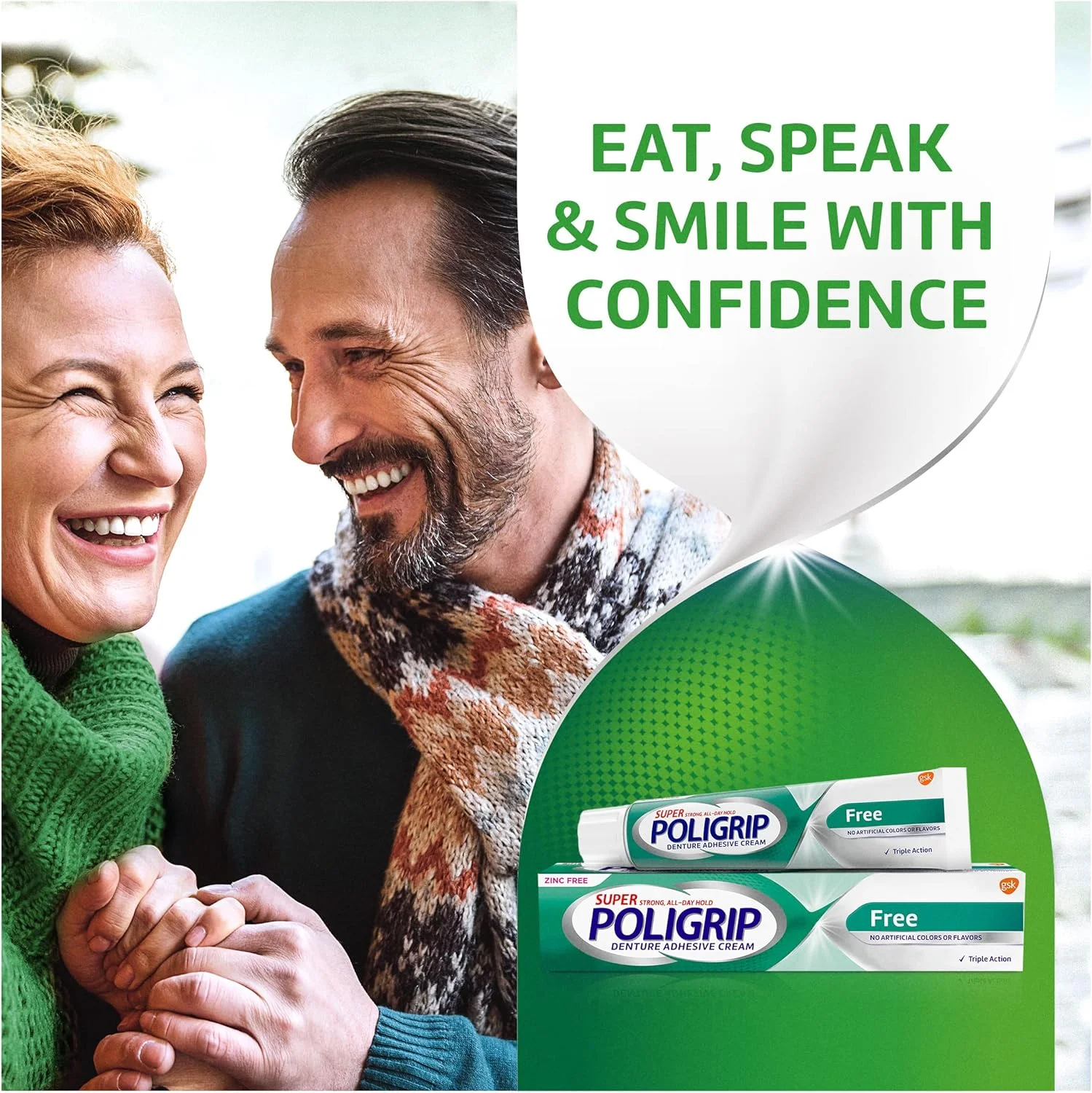 کرم چسب دندان مصنوعی سوپر پولی گریپ بدون زینک، بسته 4 عددی