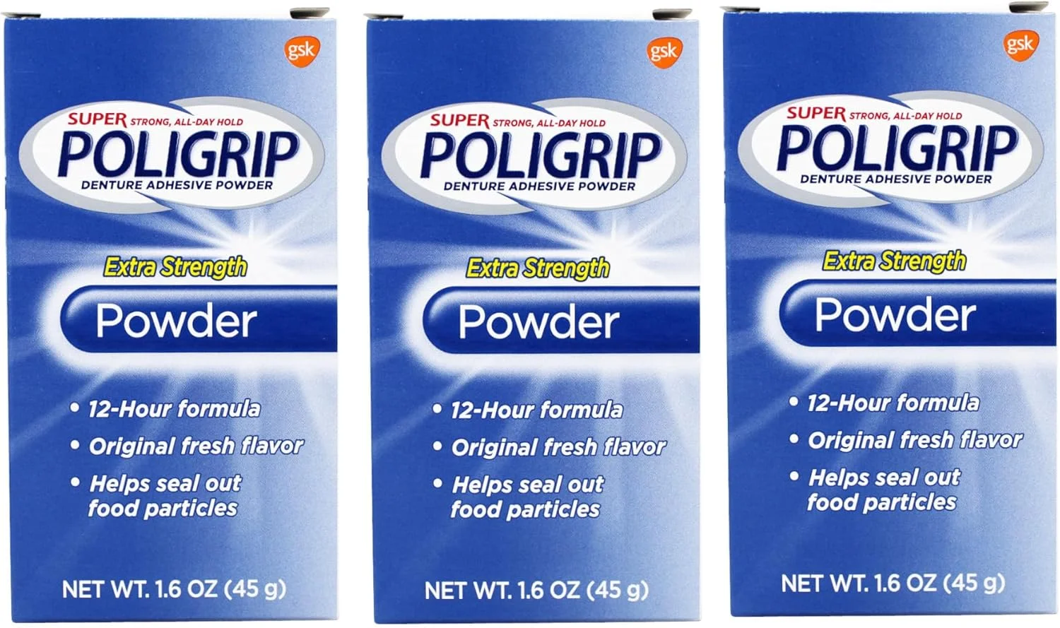 پودر چسب دندان مصنوعی ویگوسایت Super POLI-GRIP با قدرت چسبندگی 12 ساعته، 45 گرم، بسته 3 عددی پودر چسب دندان مصنوعی ویگوسایت Super POLI-GRIP با قدرت چسبندگی 12 ساعته، 45 گرم، بسته 3 عددی
