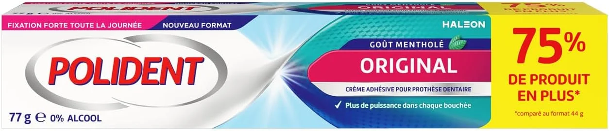 کرم فیکس کننده دندان مصنوعی پولیدنت اورجینال اکسترا استرانگ برای دندان مصنوعی جزئی یا کامل، 77 گرم