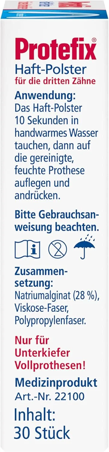 پدهای چسبی پروتفیکس برای دندان مصنوعی کامل، فک پایین، محافظت موثر در برابر نقاط فشار و التهاب، 30 پد چسبی