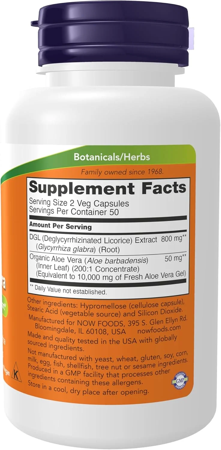 نَو DGL با آلوئه ورا، 100 کپسول گیاهی